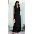 thumbnail image 5 of Women's Summer Maxi Dress Long Casual Loose Fit Round Neck Wrinkle-Free with Pockets Side Slit Black S, 5 of 9