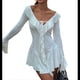 thumbnail image 2 of Vestido Mini Ajustado de Larga con Escote en V y Hombros Descubiertos con Volantes en para Mujer M, 2 of 10