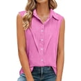 thumbnail image 2 of Linen Tank Top Flowy Plain Gauzy Tees Loose Fit Cami Linen Vest Women Flowy Tops For Women Summer Tops Womens Summer Tops Cotton Boho Tops Linen Long Sleeve Shirt Women Hot Pink2 3XL, 2 of 8