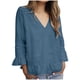 thumbnail image 1 of Vestidos Casuales Para Mujer, Blusas De Mujer De Moda Camiseta/camiseta de manga larga con cuello en V y mangas de encaje de lino sintético para mujer, primavera e invierno, 1 of 6