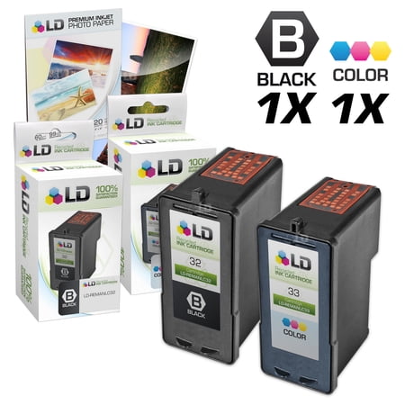 Remanufactured Cartridge Replacement for Lexmark 32 & 33 (1 Black  1 Color  2-Pack)