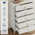 thumbnail image 4 of IDEALHOUSE White 5 Drawers Dresser, Fluted Tall Storage Chest with Metal Handles, 42.9in Modern Organizer Drawers for Bedroom Living Room Entryway Hallway Storage, 4 of 9