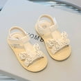 thumbnail image 2 of Juebong Sandals for Baby Girls Clearance Kids Girls Strappy Sandal Open Toe Summer PU leather Sandal Slip On Princess Flat Sandals Flower Shoes for Kids Size 0-12 Years, 2 of 5