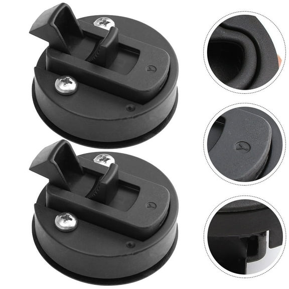 MUSEYA 2 Pcs Flush Latches Black ABS Door Lock for Household Doors with Simple Design