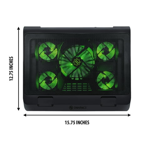 ENHANCE - GX-C1 Laptop Cooling Stand with 5 LED Fans & Dual USB Ports - Green