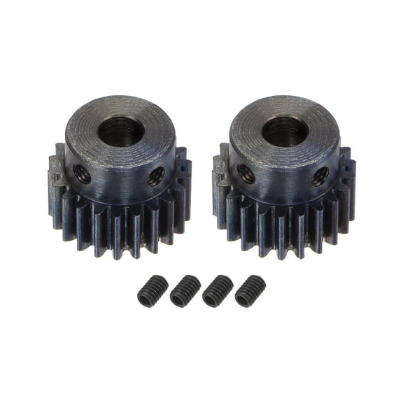 1Mod 22T Pinion Gear 6mm Bore Hardened Steel Motor Rack Spur Gear with Step for RC Car Truck Gear Drive, 2 Set