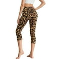 thumbnail image 2 of SCRAWLGOD Fur Leopard Print Capri Leggings for Women, High Waist Capri Yoga Leggings, Squat Proof Running Yoga Pants, Workout Running Tummy with Pockets for Women, XS, 2 of 7