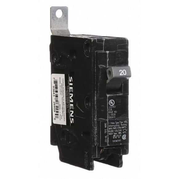 Siemens Circuit Breaker,20A,Bolt On,120/240V,1P B120HH