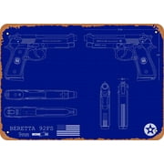 Beretta 92FS 9 mm Blue Blueprints Retro Vintage Decorative Metal Tin Sign ( 12 x 16 inch )