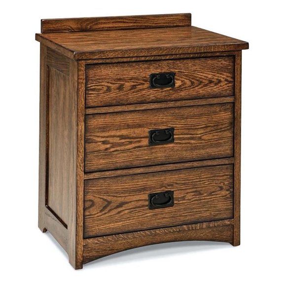 Pemberly Row Traditional 3-Drawer Solid Oak Wood Nightstand in Brown