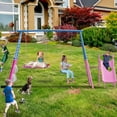 thumbnail image 3 of Shengchao Trade Metal Kids Swing Sets with Heavy Duty Outdoor A-Frame, 2 Swings, 3 of 14