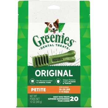 GREENIES Original Flavor PETITE Dental Chew Treats for Dogs, 12 oz. Pack (20 Treats)