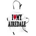 thumbnail image 1 of Airedale Apron, I Love My Terrier Heart Dog Lover Breeds Type Illustration, Unisex Kitchen Bib with Adjustable Neck for Cooking Gardening, Adult Size, Dark Pink Charcoal Grey, by Ambesonne, 1 of 4