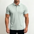 thumbnail image 4 of hoksml Men's Seam Detail Short Sleeve Collared Shirt 3 Button Breathable Solid Golf Top for Business Daily Vacation Casual Wear, 4 of 8