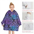 thumbnail image 6 of Purple and Blue Damask Pattern Blanket Hoodies for Kids 6-13YR Oversize Wearable Blanket Hoodies for Boys Girls Teens, 6 of 7