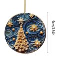 thumbnail image 3 of Linnome Christmas Tree Ornament 3.54 Inch Round Quilled Paper Art Style Hanging Decor, Blue and Golden Swirling Starry Night Design, Luxury Holiday Keepsake for Home Fireplace and Party Decoration, 3 of 7