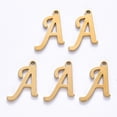 thumbnail image 2 of 100 pc PVD Vacuum Plating 201 Stainless Steel Charms Laser Cut Real 18K golden Plated Letter.A 12x9x1mm Hole: 1.0mm, 2 of 2