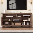 thumbnail image 4 of Modern Brown TV Stand for 63-65 Inch TVs – Semi-Open Entertainment Center – Double Door Cabinets – 8 Storage Compartments – Adjustable Shelves – Easy Assembly – Brown, 4 of 6