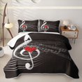 thumbnail image 2 of Erosebridal Musical Note Quilt Full,Red Heart Print Full Bedspread Sets For Girls,3 Pieces, 2 of 7
