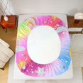 thumbnail image 4 of Manfei Ink Rainbow Fitted Sheet Queen, Cartoon Stars Sun Bedding, Yellow Pink Blue, 3 Pieces, 1 Fitted Sheet and 2 Pillowcases, 4 of 6