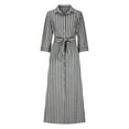 thumbnail image 4 of VgaVtl Womens Dresses Black Long Sleeve Shirt Dress Womens Maxi Dresses for Summer Casual Loose Lapel Striped Dresses, 4 of 6