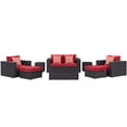 thumbnail image 2 of Modway Convene 8 Piece Outdoor Patio Sofa Set in Espresso Red, 2 of 7