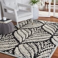 thumbnail image 2 of SAFAVIEH Capri Proinsias Leaves Wool Area Rug, Black/Ivory, 5' x 5' Square, 2 of 11