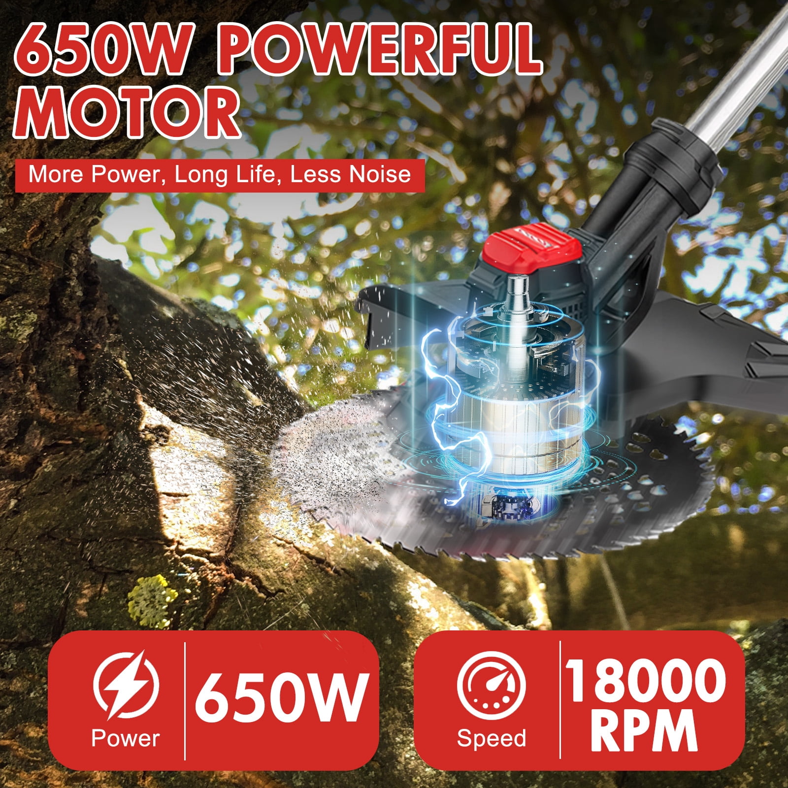 Cordless Brussless Weed Eaters with 1.5 Ah Battery, Grass String Trimmer for Wood Cutting Grass Cutting, 54 Ft Adjustable