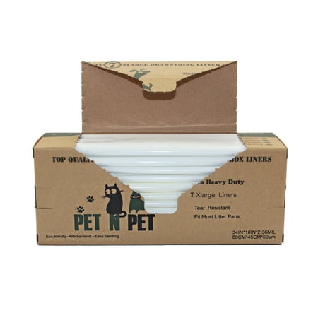UPC: 0661596418947 | PET N PET Cat Litter Box Liners Drawstring Litter Liner Bag Extra Large Size Pan Liners 7 Counts