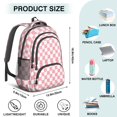 thumbnail image 5 of Pink and White Checkered Pattern Backpack for School, Cute School Bag with Adjustable Shoulder Straps and Padded Back, 16.9"x12.6"x5.9", 5 of 5
