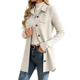 thumbnail image 4 of QIYAGBSA Waffle Knit Vest for Women Long Sleeveless Cardigan Vest Button Down Lapel Collar Flap Pockets Side Slits Soft Layering Fall Spring Casual Errands Travel (Beige, M), 4 of 8