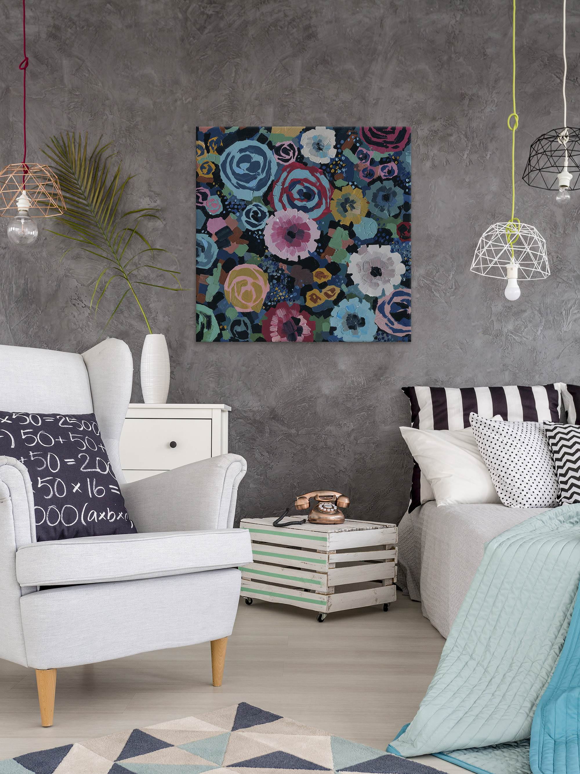 Floral Drama Painting Print on Wrapped Canvas