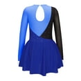 thumbnail image 2 of TSSOE Kids Girls Sequins Ballet Dance Gymnastics Leotard Dress Mesh Splice Long Sleeve Ice Figure Skating Dancewear Royal Blue 10, 2 of 3
