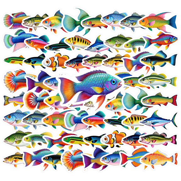 35pcs-100pcs Tropical Fish Stickers Ocean Animal Stickers Marine Life Kids Stickers for Laptops Suitcases Notebooks