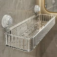 thumbnail image 3 of Large Suction Cup Bathroom Shelf No Drill, Wall Mounted Shower Organizer Storage Rack, Space Saving Plastic Wall Shelf for Bathroom & Kitchen Accessories,White, 15.75 × 5.12 in, 3 of 5