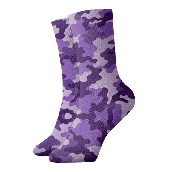 Mens Purple Camouflage Novelty Ankle Socks Womens Comfort Casual Quarter Socks