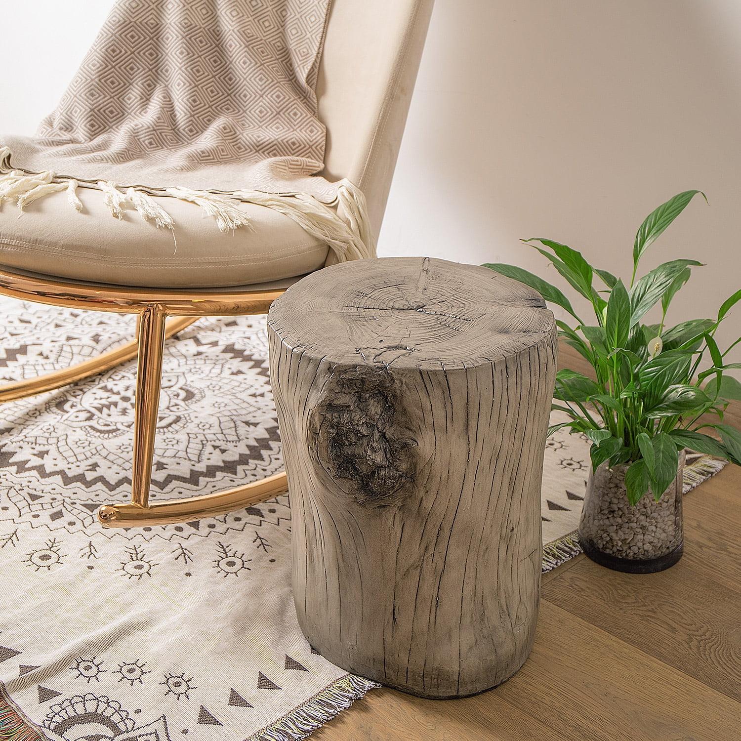 VENTOPYR 2PCS Faux Wood Hand-Painted End Table for Garden