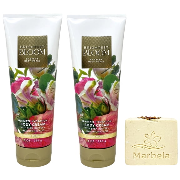 Bath & Body Works Brightest Bloom 2 Ultimate Hydration Body Creams with a Creamy Rose Bar Soap