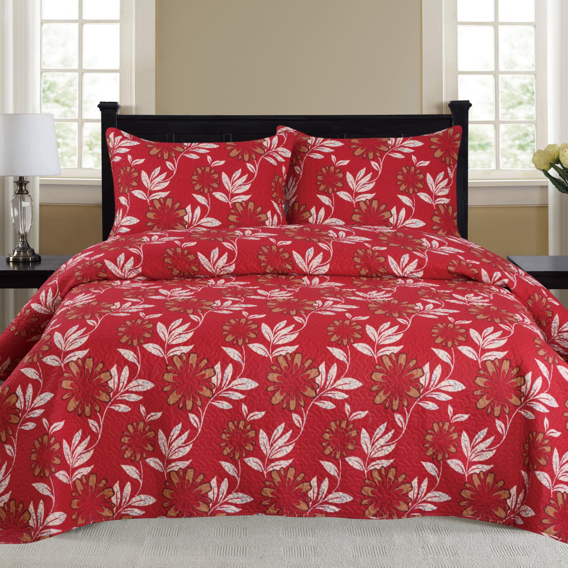 Nikki 3pc Reversible Quilt Set Red Queen Size