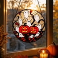 thumbnail image 6 of Halloween Pumpkin Ghost Window Hanging Decor, Stained Glass Style Halloween Suncatcher Ornament, Halloween Decorations Accessory for Home Window Indoor Halloween Holiday Scene Display,6x6Inch, 6 of 7