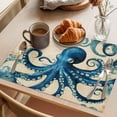 thumbnail image 3 of Vintage Blue Octopus Placemats Set of 6 Summer Coastal Ocean Wave Place Mats Indoor Wipeable Table Mats Washable Cloth Dining Table Placemats for Kitchen Holiday Party Home Decor 13x19 Inch, 3 of 9