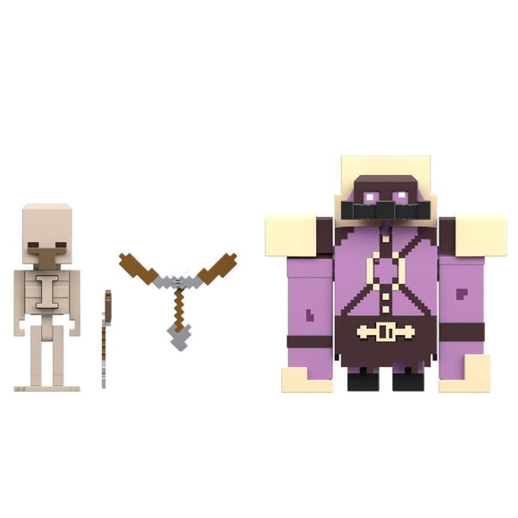 Minecraft Legends Action Figure 2-Pack, Pigmadillo vs Skeleton, 3.25-in Collectible Toys