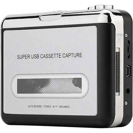 Reshow Retro Walkman Cassette Player Portable Tape Player and Audio Cassette to Digital Converter Compatible with Laptops and Personal Computers Convert Tapes to iPod Format (Silver)