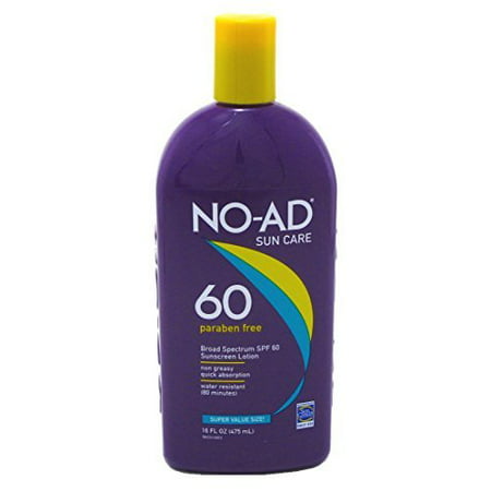 NO-AD Sunscreen Sunblock Lotion SPF 60, Non-Greasy, Water Resistant, 16 (Best Non Greasy Sunscreen For Body)