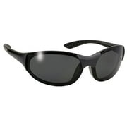 Angle View: Flash Black Sports Motorcycle Sunglasses Smoke Lens