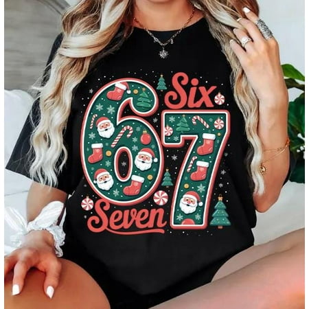 Funny Six Seven Coquette Bow T-shirt, 67 Viral Internet Joke T-shirt, Preppy Girly Floral Shirt, Trending Social Media Humor T-shirt