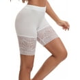 thumbnail image 4 of INSPIRE CHIC Women's Wide Lace Trim Slip Shorts Lightweight Comfort Thigh Slimmers, Available in Plus Size White L, 4 of 5