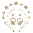 thumbnail image 1 of Fgnfyis Style Sun Moon Double Layer Headband with Encrusted Sparkling Long Earrings Set Set Gold, 1 of 7