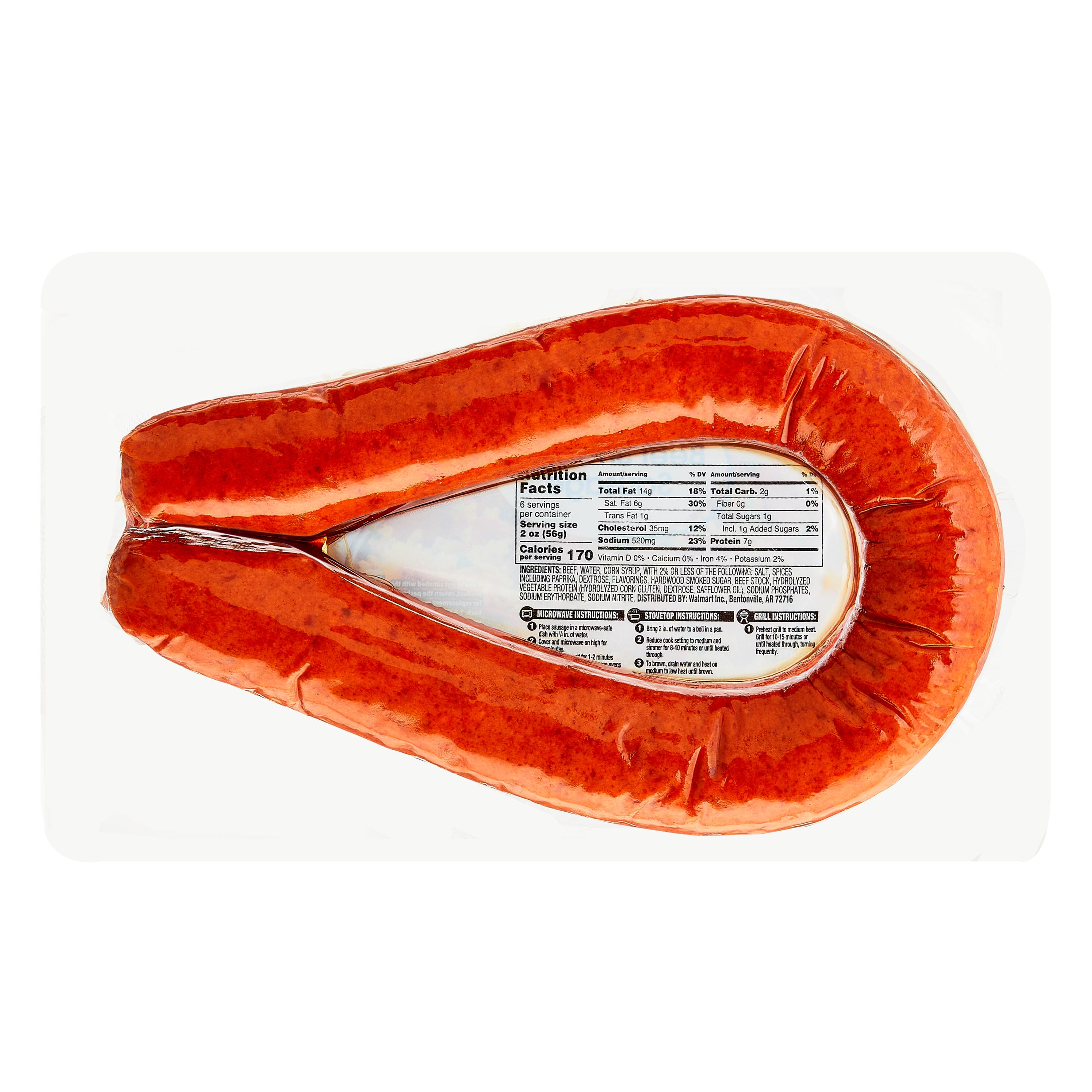 Great Value Fully Cooked Beef Smoked Sausage, 12 oz (Refrigerated)