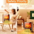 thumbnail image 6 of Giantex Portable Retro Electric Fireplace, 1500W Tabletop Electric Space Heater w/3D Flame & Child Lock for Home Office, Maple, 6 of 8